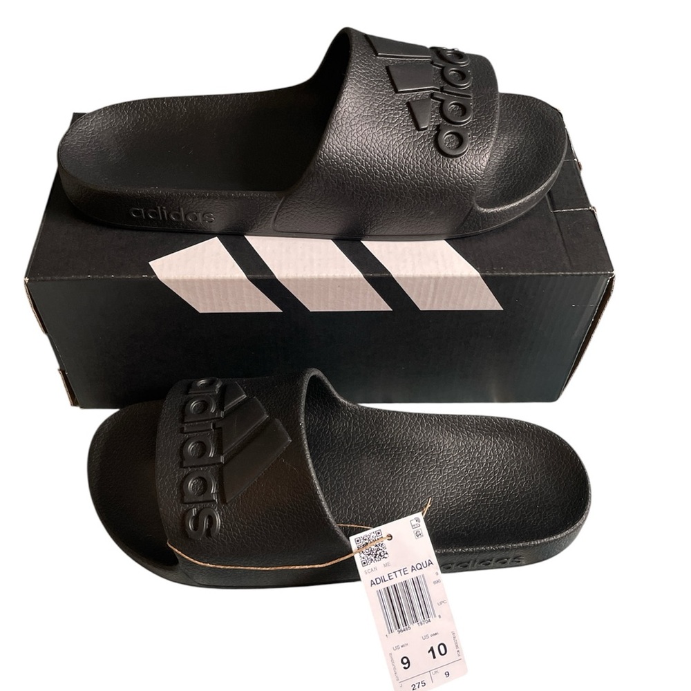 Adidas Adilette Aqua Slides – unisex Men’s Size 9 / Women’s Size 10 NIB black